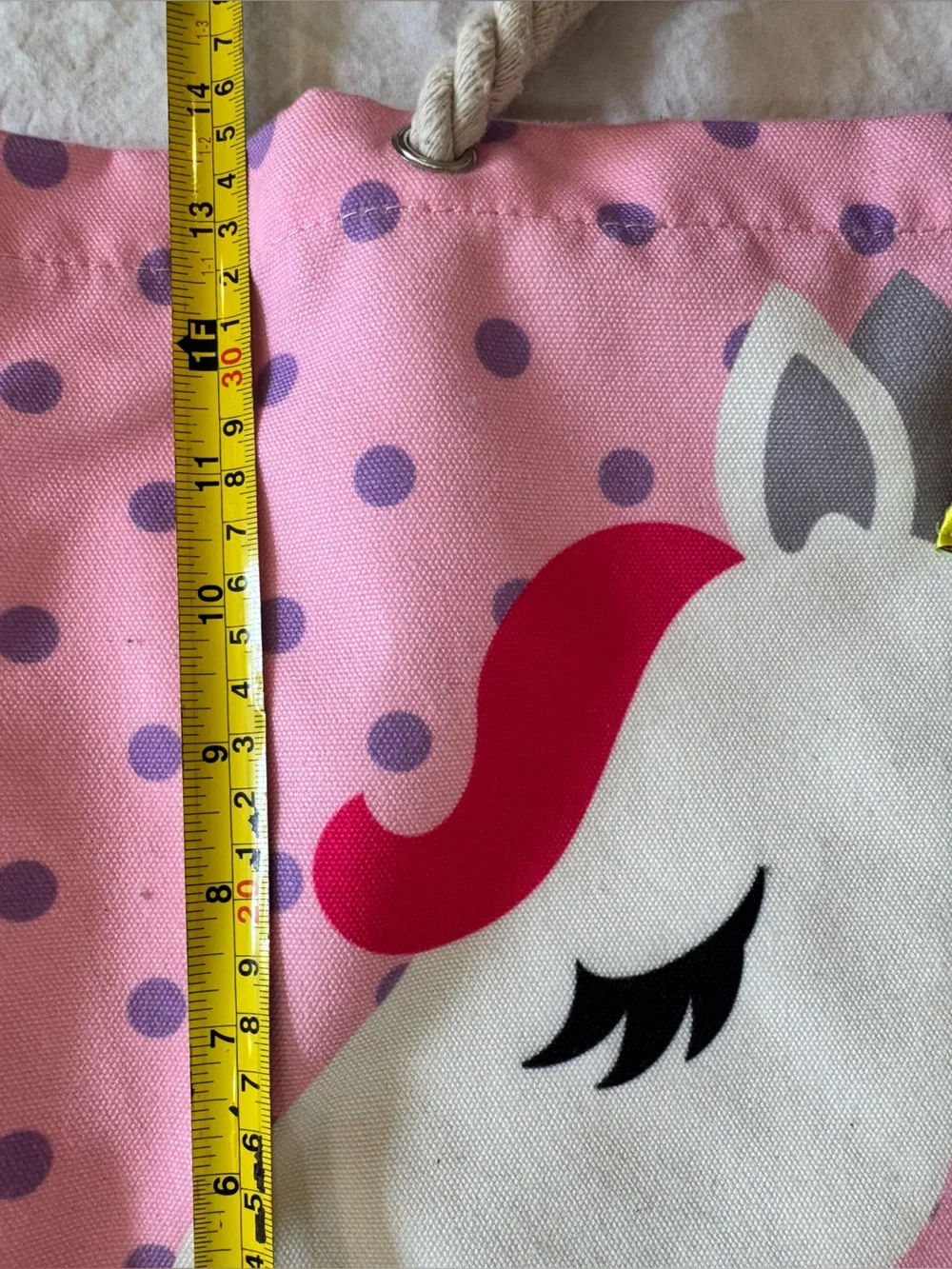 Vintage Girls Limited Too Pink Unicorn Tote Bag Rainbow Ruffle Mane & Polka Dots